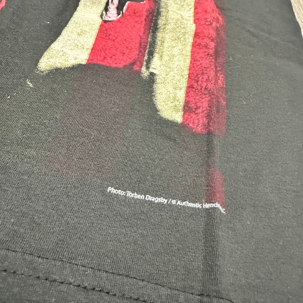 Authentic Jimi Hendrix Mens Small Black Graphic T-Shirt American Flag Rock Band - Picture 7 of 9